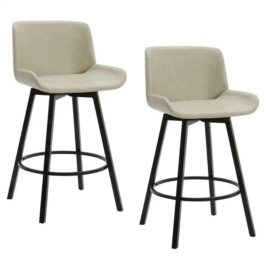 Fern 26" Counter Stool, set of 2, with Swivel in Vintage Ivory Faux Leather and Black