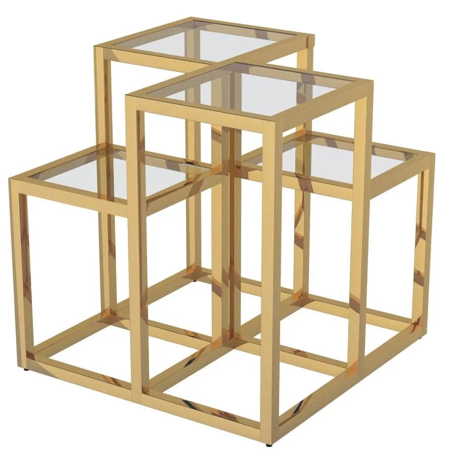 Contemporary Metal and Glass Accent Table - Gold