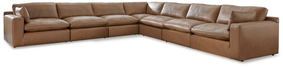 30901S6 Emilia 7-Piece Sectional Sofa In Leather Upholstery - Caramel | Signature Design By Ashley