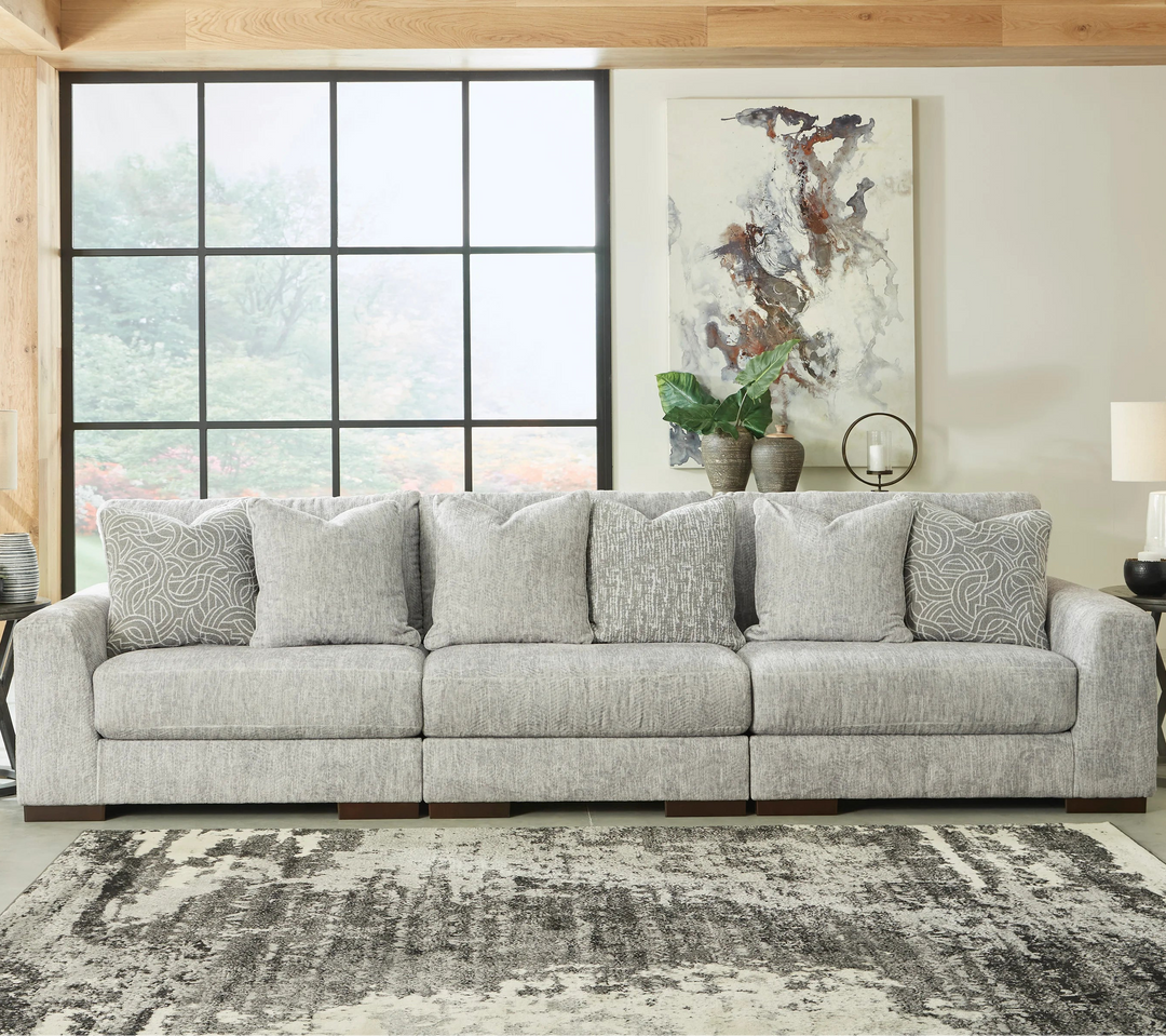14404S5 Regent Park 3-Piece Stationary Sofa in Fabric Upholstery - Pewter | Signature Design By Ashley