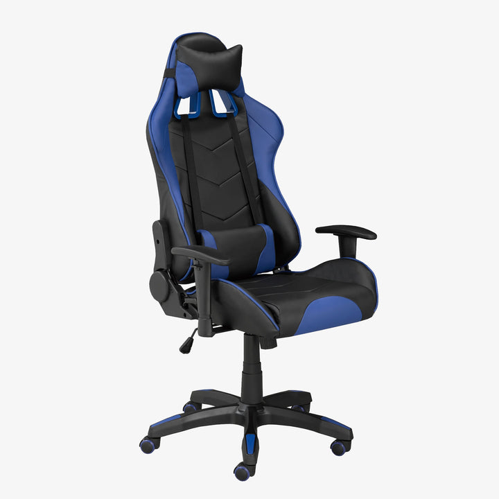 Maverick Ergonomic Gaming Chair In Faux Leather Upholstery - Black/ Blue