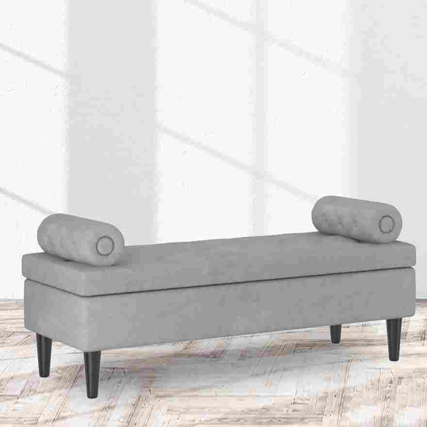 Modern Adith Storage Ottoman in Grey and Black - Stylish and Functional