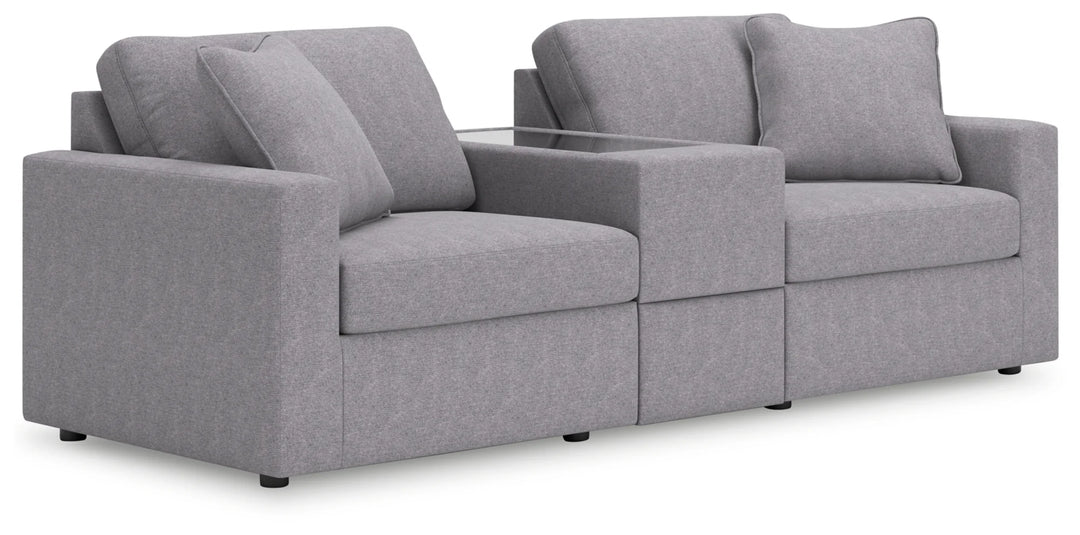 92104S3 Modmax 3-Piece Fabric Modular Loveseat With Storage Console - Granite | Signature Design By Ashley