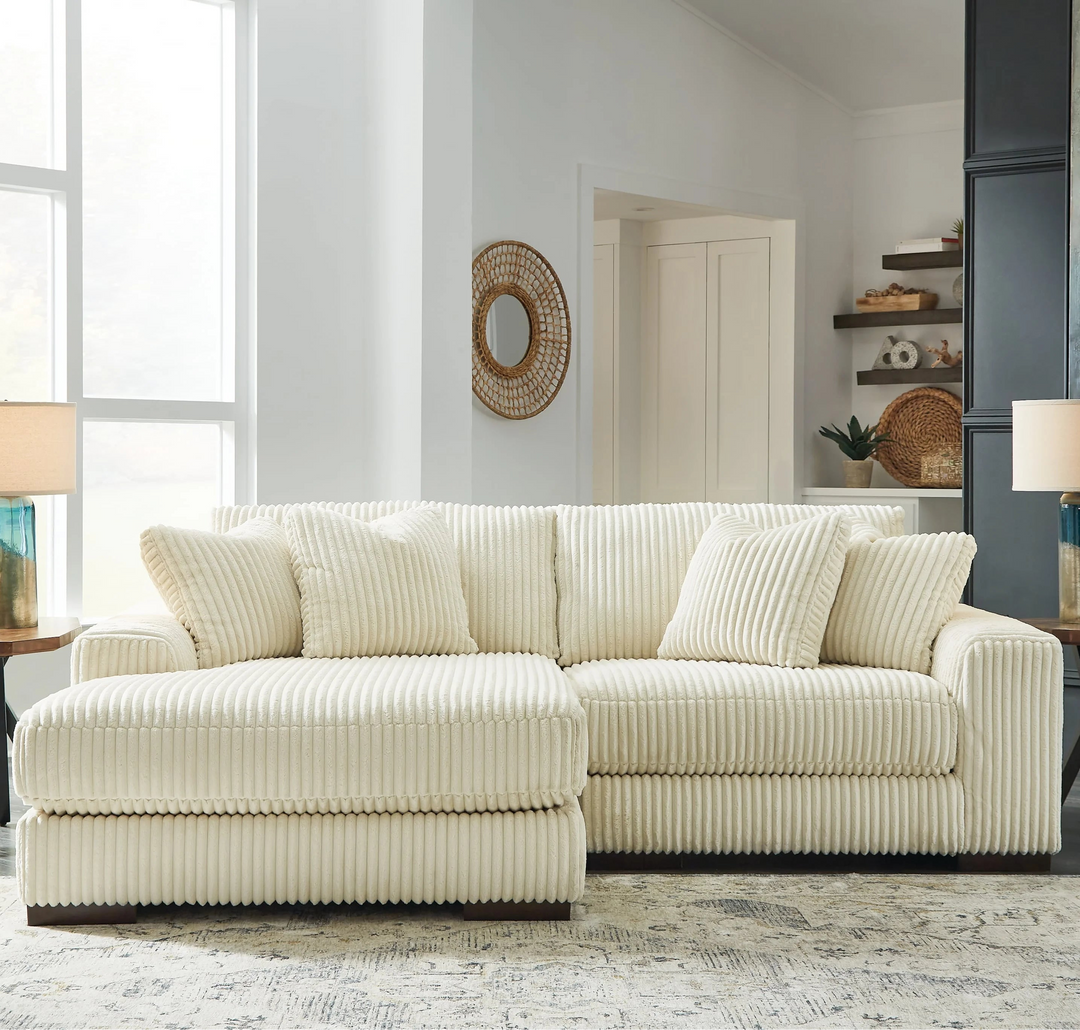 21104S3 Lindyn 2-Piece LAF Sectional Sofa in Fabric Upholstery - Ivory | Signature Design by Ashley