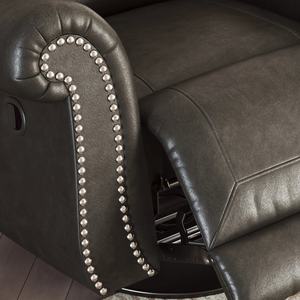 PC5590361 Chasemore Swivel Glider Recliner Chair In Faux Leather Upholstery - Granite | Signature Design By Ashley