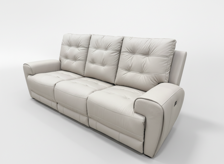 Nolan Taupe Power Recliner Sofa in Aire Leather Upholstery