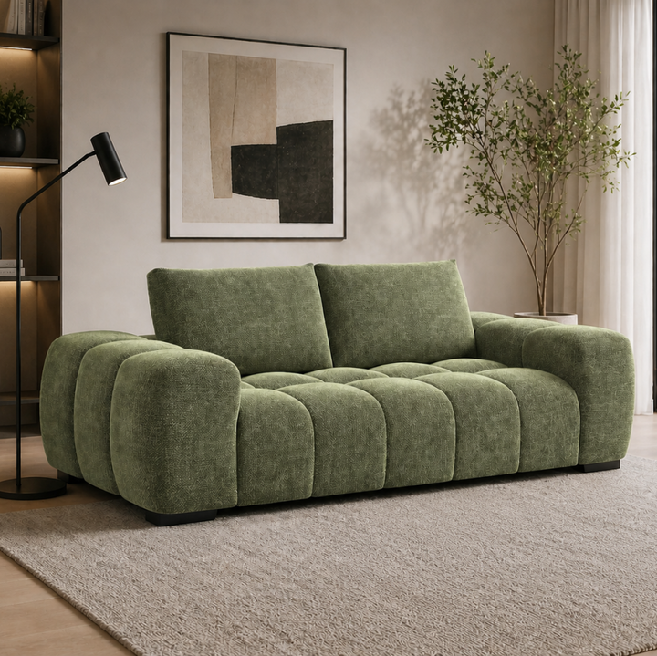 Zara Green 3-Seater Sofa In Fabric Upholstery
