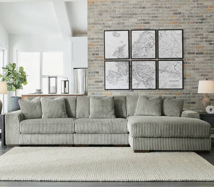 21105S9 Lindyn 3-Piece RAF Sectional Sofa in Fabric Upholstery - Fog | Signature Design by Ashley