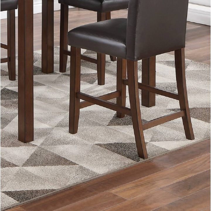Calen Counter-Height Dining Table Set For 6 With PU Upholstered Chairs - Black