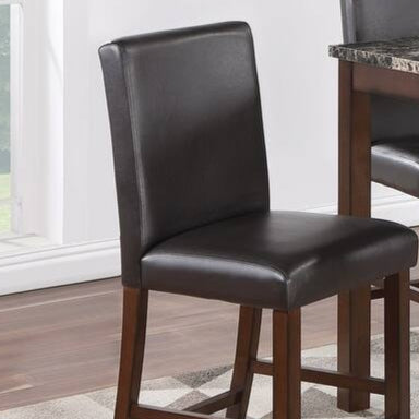 Calen Counter-Height Dining Table Set For 6 With PU Upholstered Chairs - Black