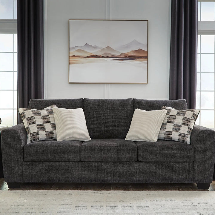 6310138 Loreo Stationary Sofa In Fabric Upholstery - Ebony | Benchcraft by Ashley