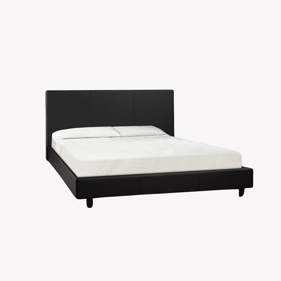 Lennox Platform Bed Frame In Faux Leather Upholstery - Black