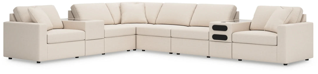 92103S30 Modmax 8-Piece Fabric Sectional Sofa With Storage &amp; Audio System Console - Oyster | Signature Design By Ashley