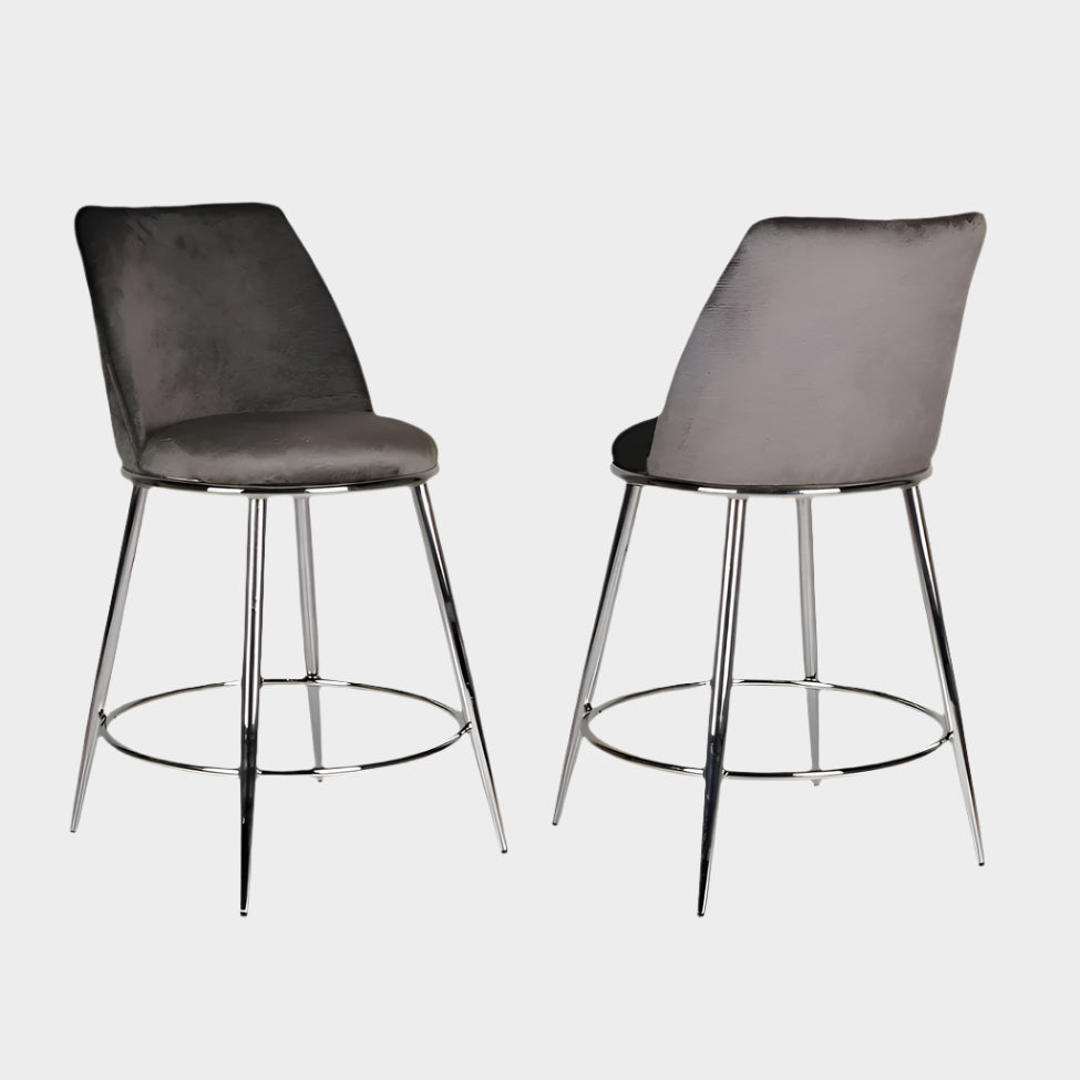Nova Grey Counter Stool – Set of 2 | Modern Design with Chrome Legs & Footrest