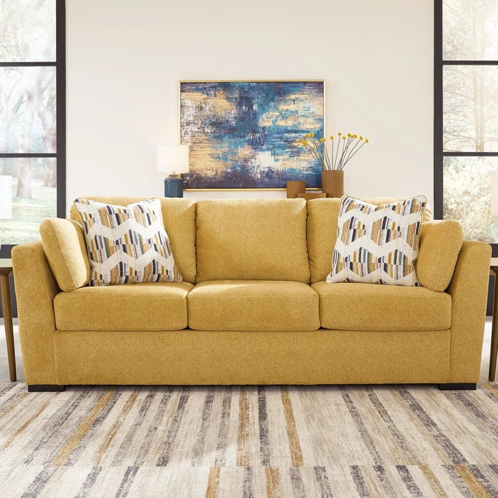 6750638 Keerwick Stationary Sofa In Fabric Upholstery - Sunflower | Signature Design By Ashley