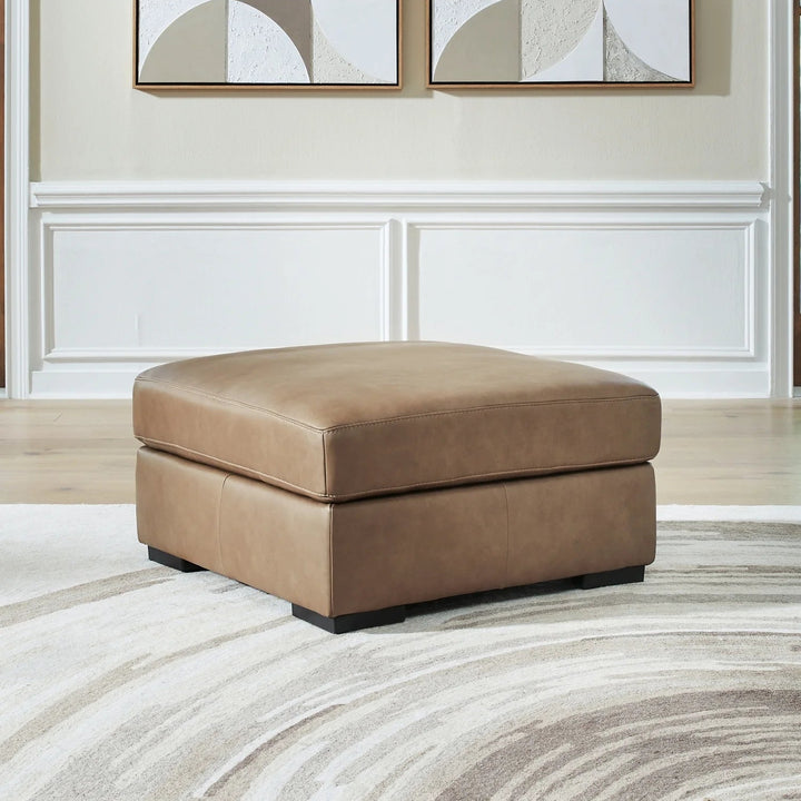7610608 Veronella Oversized Accent Ottoman In Leather Upholstery - Sahara | Benchcraft By Ashley