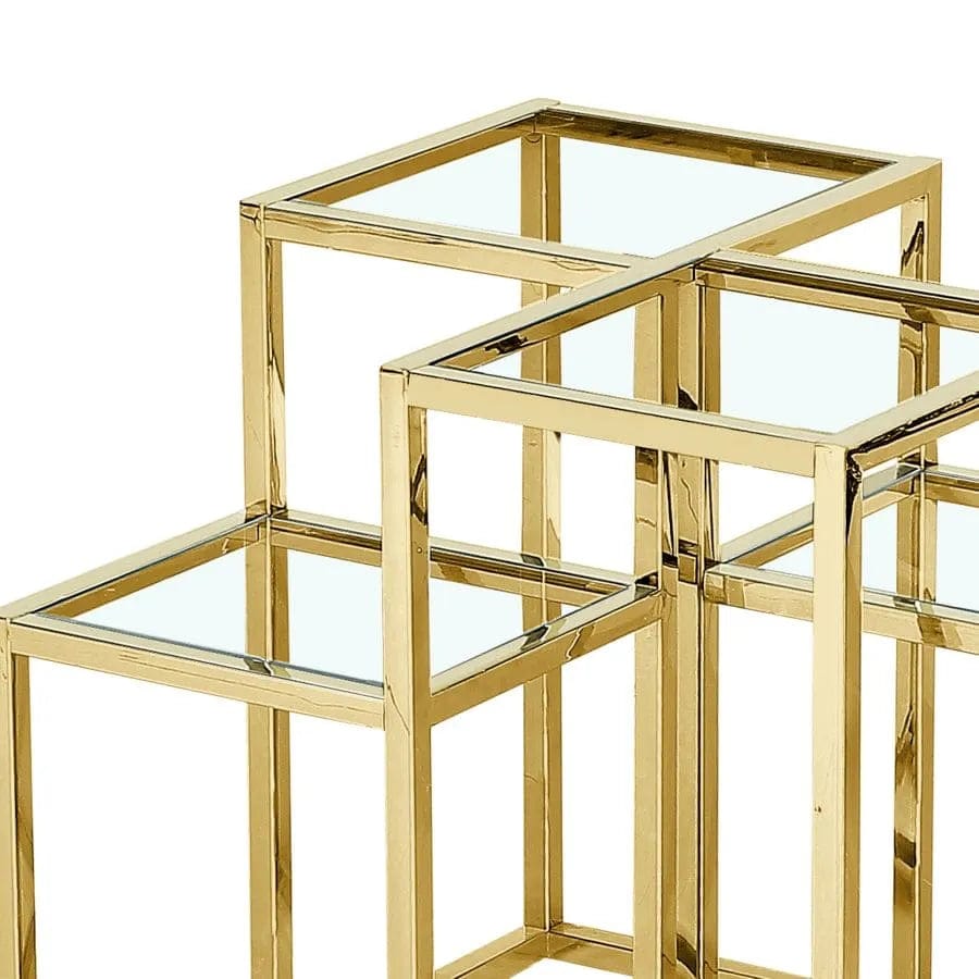 Splendor Metal & Glass Accent Table With Appealing Gold Finish
