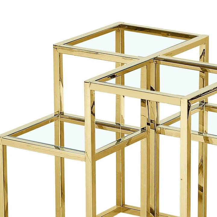 Splendor Metal & Glass Accent Table With Appealing Gold Finish