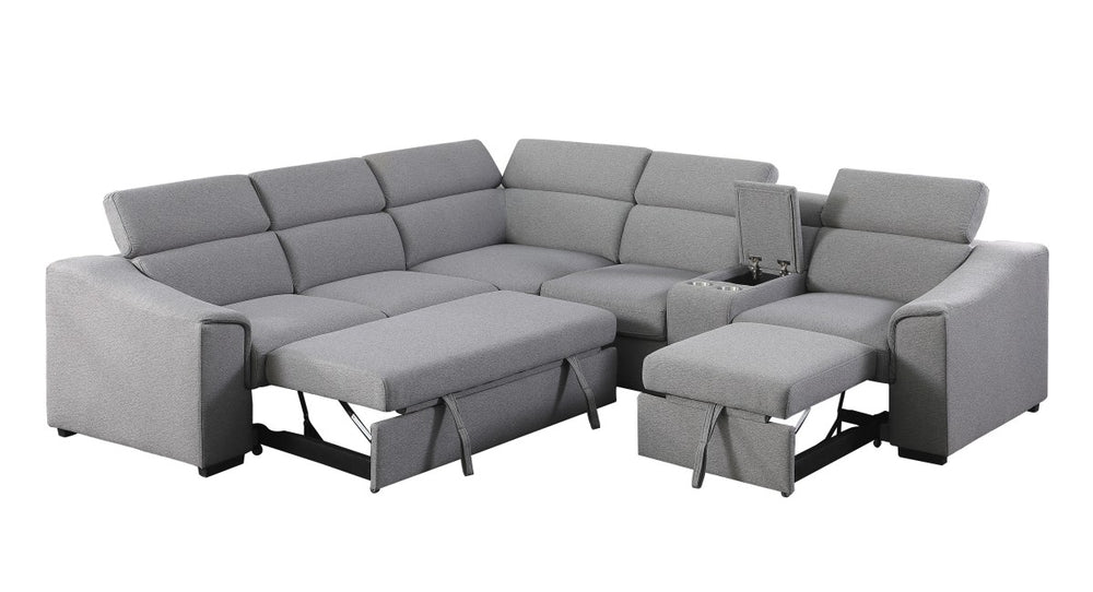 Emmett Sectional Sofa Bed - Contemporary Urban Grey Design with Pull-Out Beds and Adjustable Comfort
