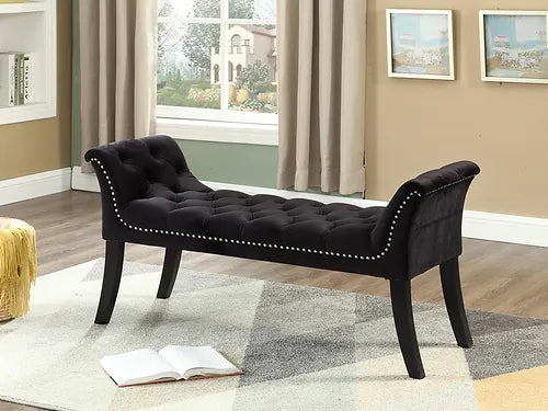 Imperial Tufted Bench with Armrest (Black)