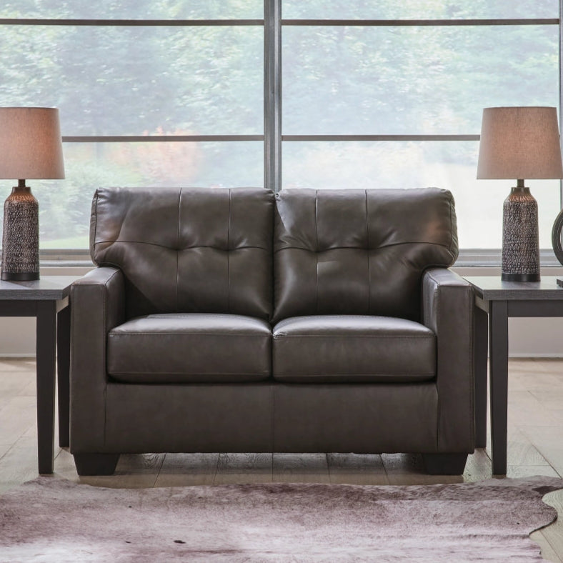 5470623C Belziani Leather Loveseat - Storm | Signature Design By Ashley