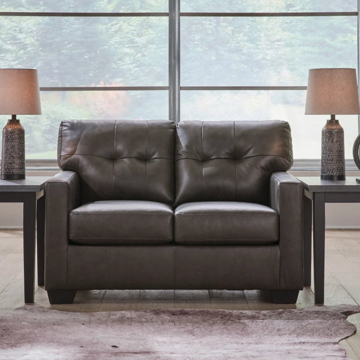 5470623C Belziani Leather Loveseat - Storm | Signature Design By Ashley