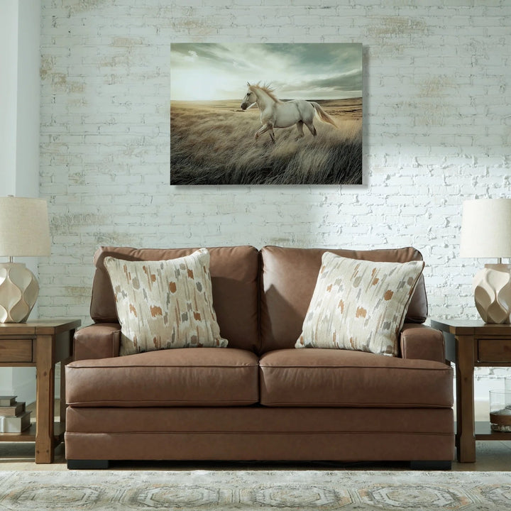 7490935 VillaCourt Loveseat In Leather Upholstery - Caramel | Signature Design By Ashley