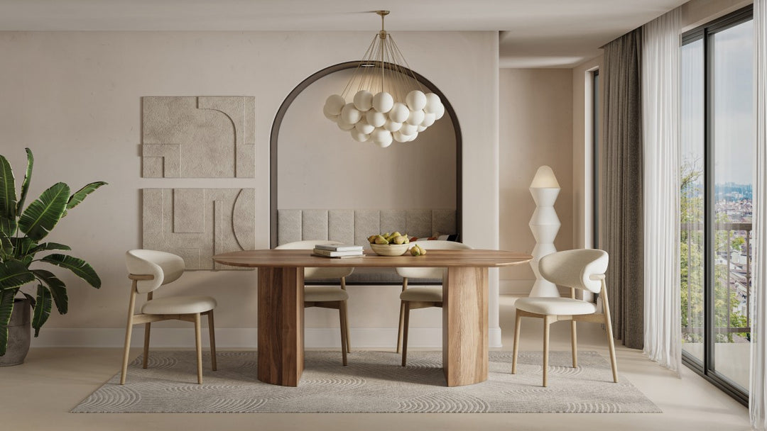 Xario Solid Wooden Light Brown Dining Table With Tapered Tabletop
