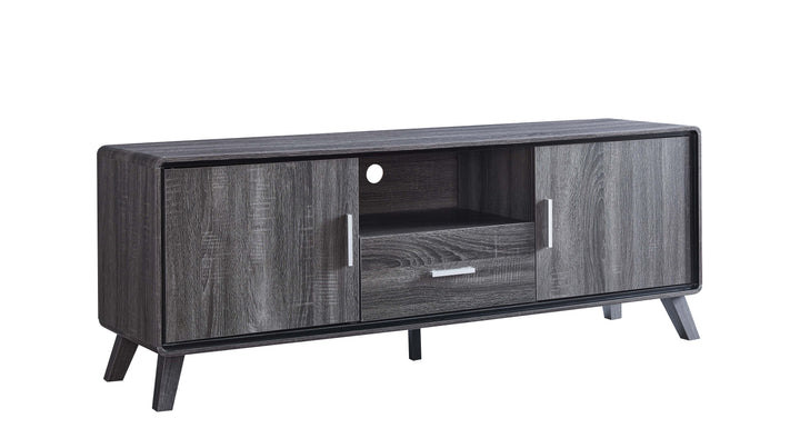 Elegant Grey 60-Inch TV Stand with Storage Cabinets and Large Center Drawer