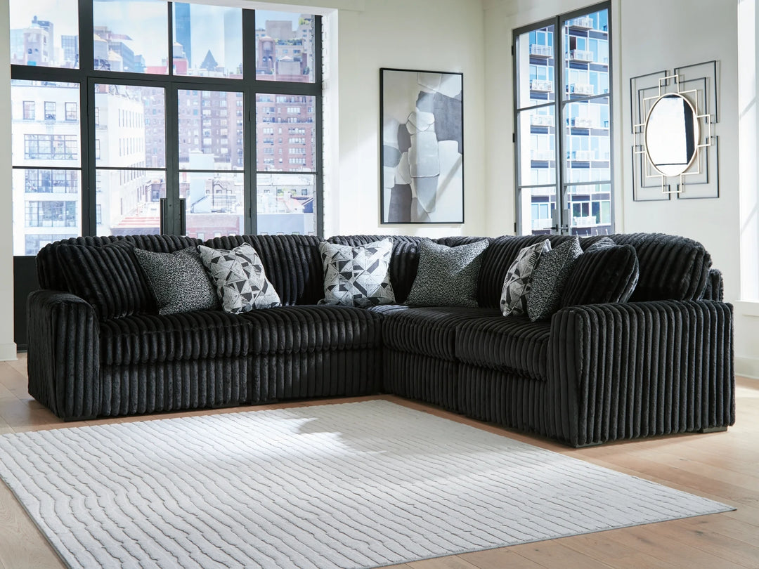 98103S26 Midnight-madness 5-Piece Sectional Sofa In Fabric Upholstery - Onyx | Signature Design By Ashley