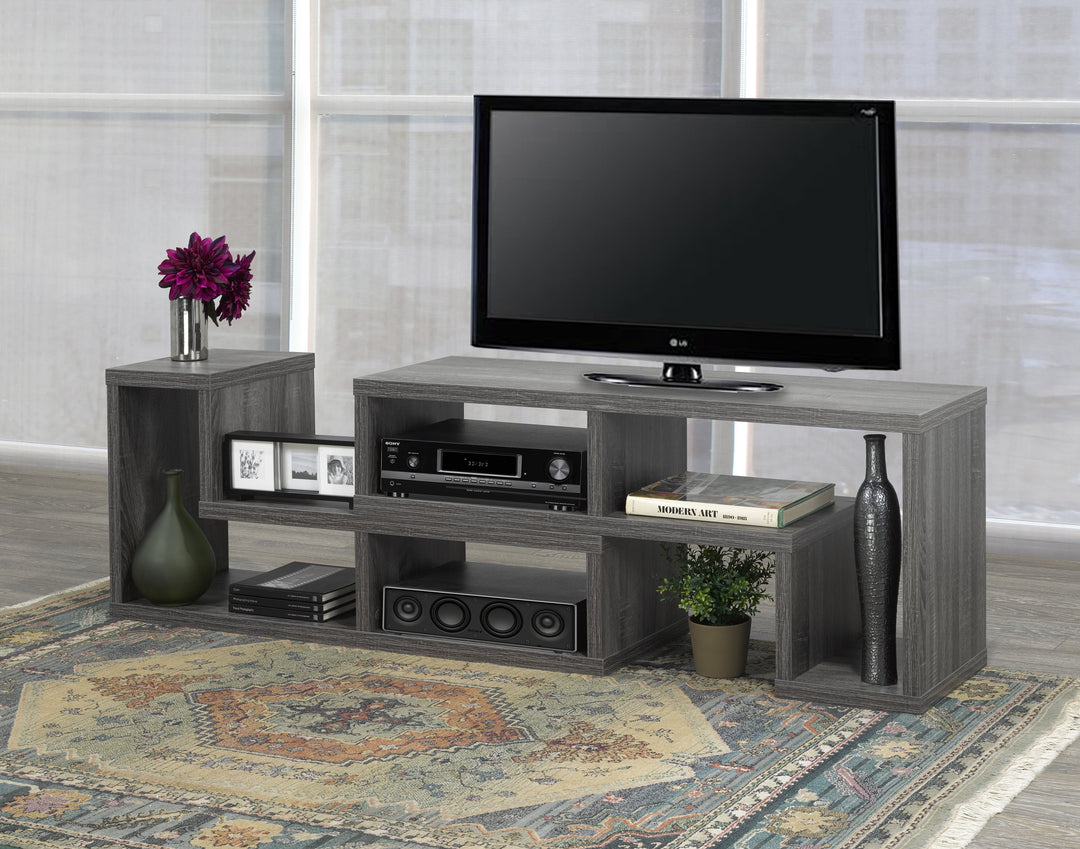 Customizable Dark Grey Multi-Configuration TV Stand for TVs up to 66 Inches