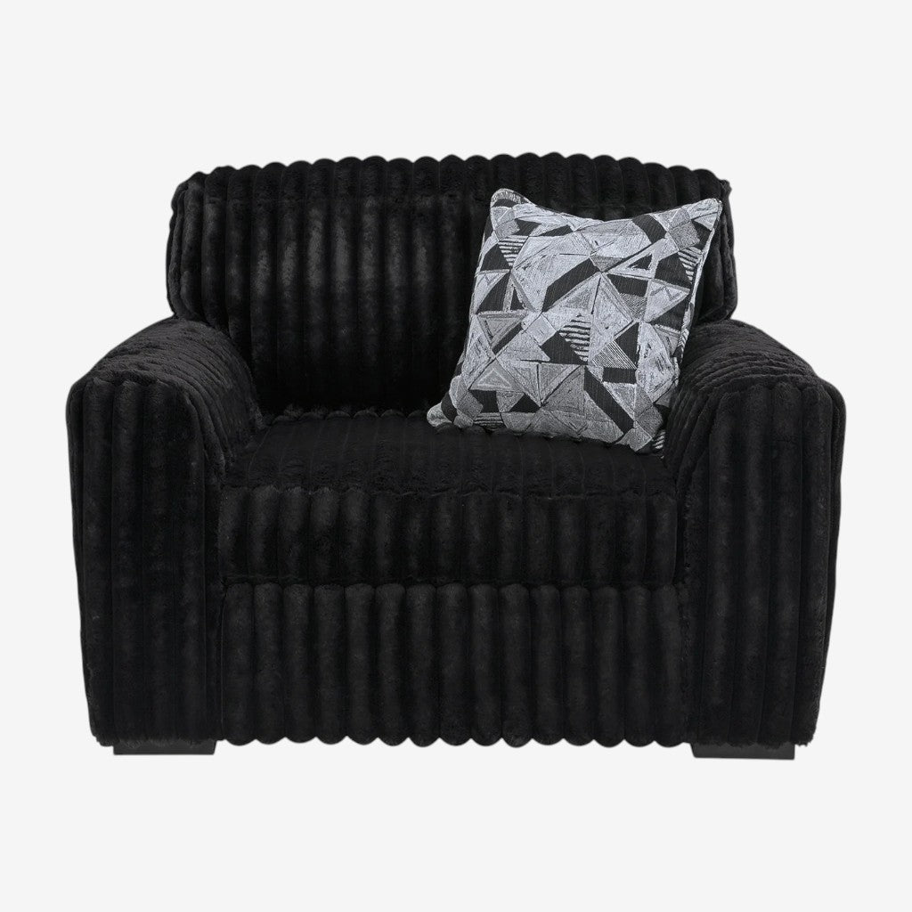 Midnight-madness Oversized Armchair In Fabric Upholstery - Onyx - Close-Up Detail
