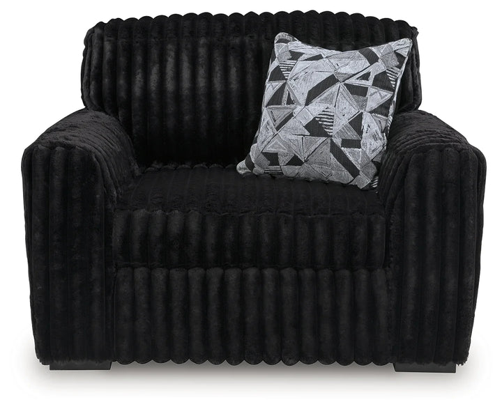 9810323 Midnight-madness Oversized Armchair In Fabric Upholstery - Onyx | Signature Design By Ashley