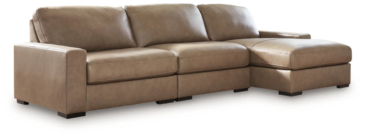 Veronella 3-Piece Leather Sectional Sofa With Chaise Lounge - Sahara | Benchcraft By Ashley
