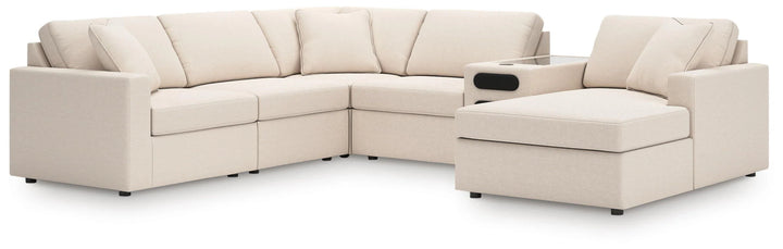 Modmax 6-Piece Fabric Sectional Sofa With Corner Chaise &amp; Audio System Console - Oyster | Signature Design By Ashley