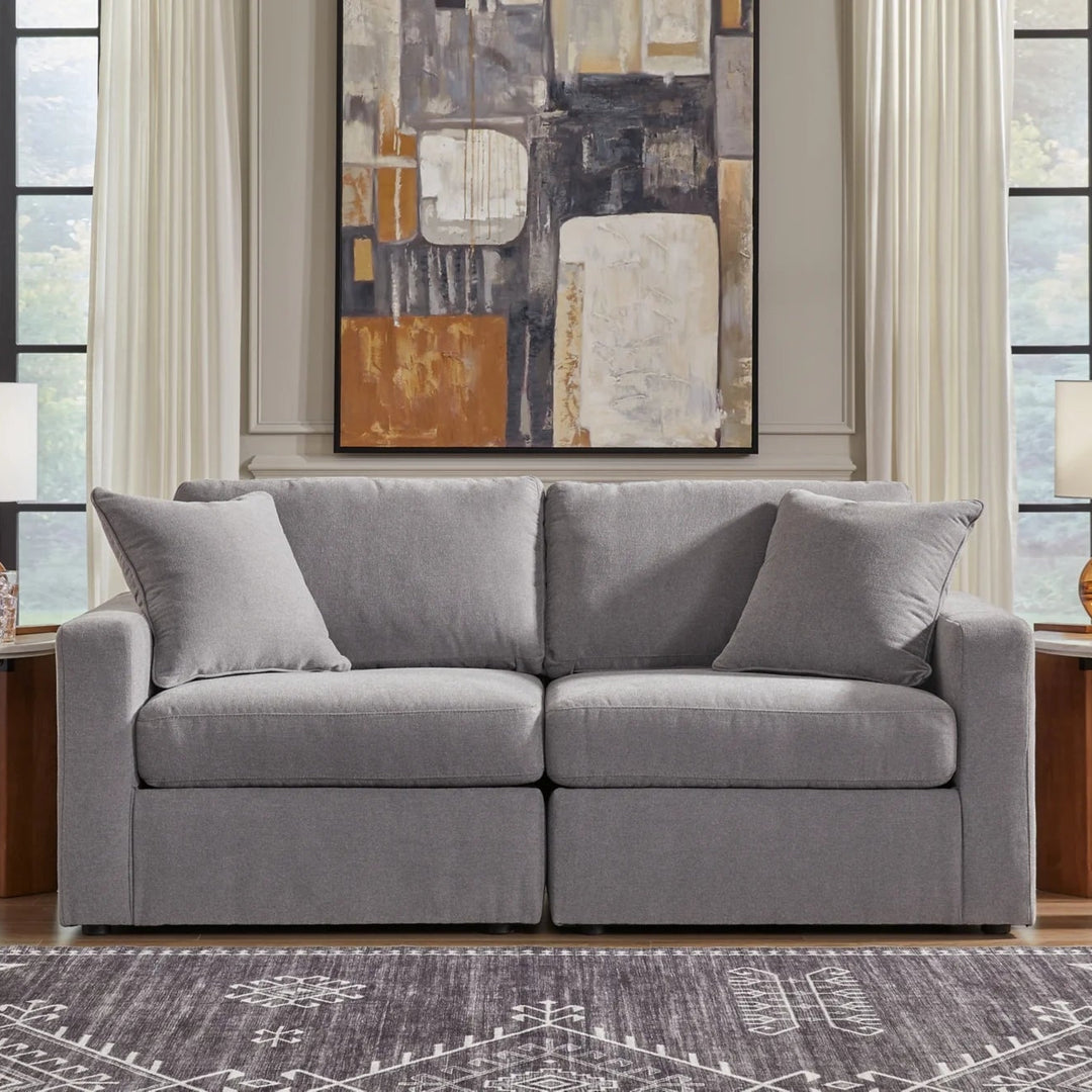 92104S1 Modmax 2-Piece Modular Loveseat In Fabric Upholstery - Granite | Signature Design By Ashley