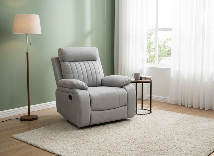 Elyse Power Recliner Chair in Fabric Upholstery - Stone