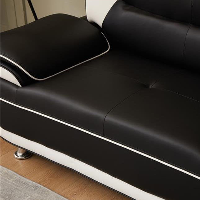 Munic Black &amp; White 3-Piece Sofa Set In Faux Leather Upholstery