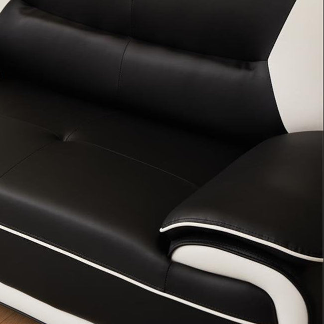 Munic Black &amp; White 3-Piece Sofa Set In Faux Leather Upholstery