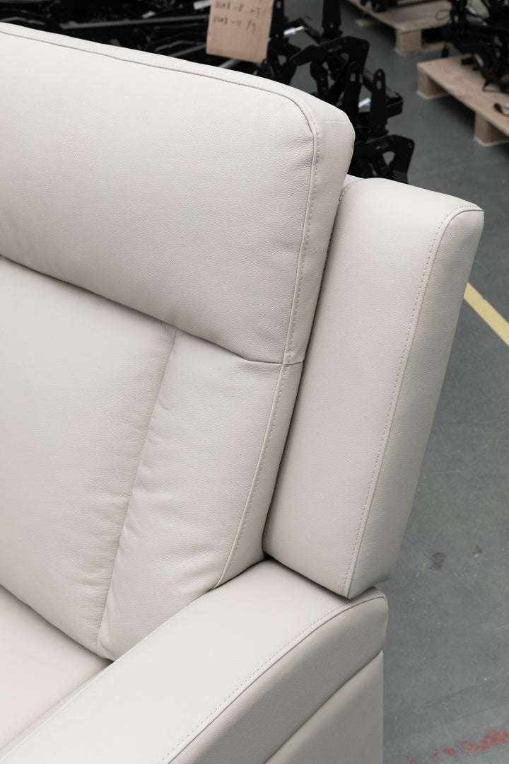 Sudex Beige Power Recliner Sofa in Top Grain Leather
