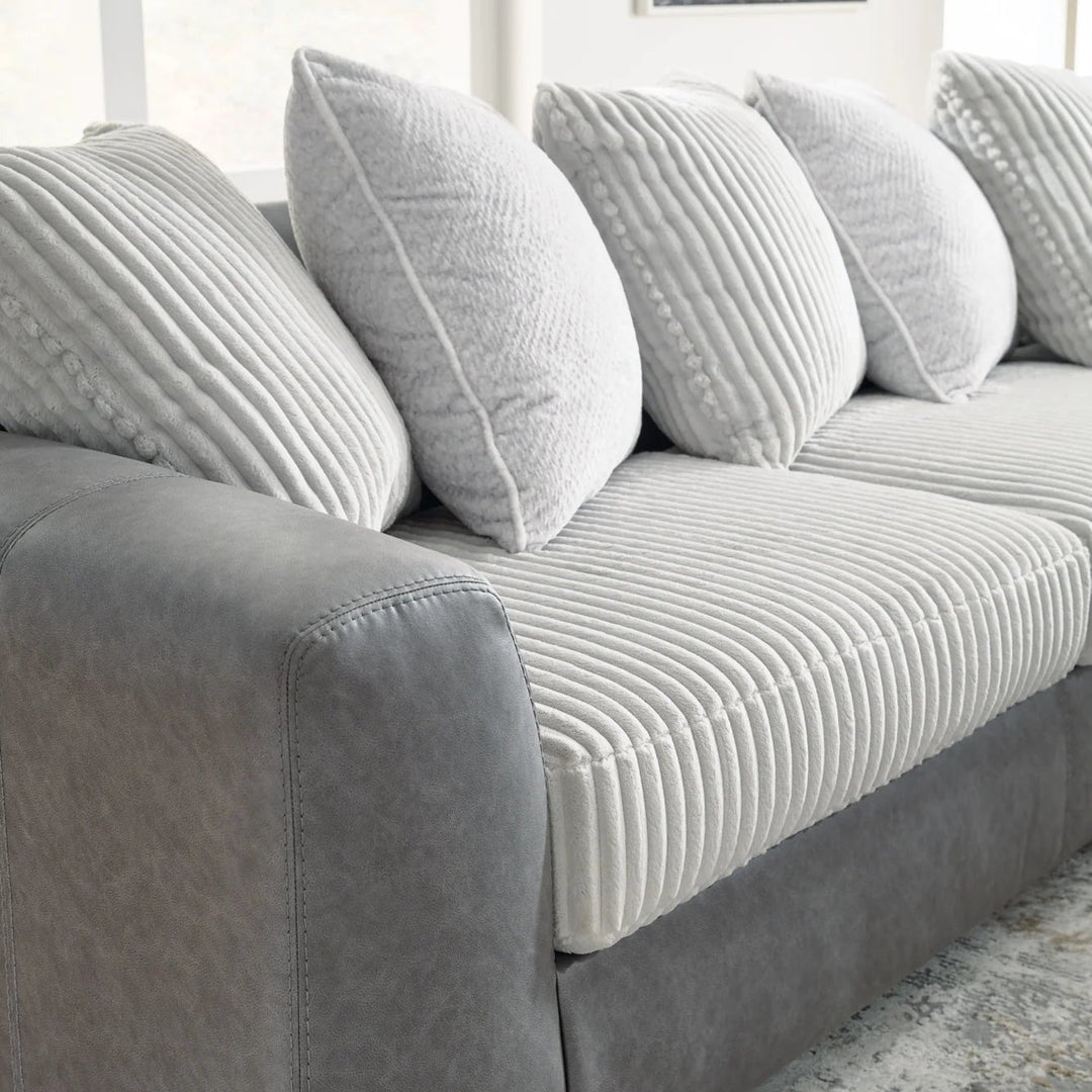 Clairette Court 2-Piece Sectional Sofa in Leatherette/ Fabric Upholstery - Alloy | Benchcraft By Ashley