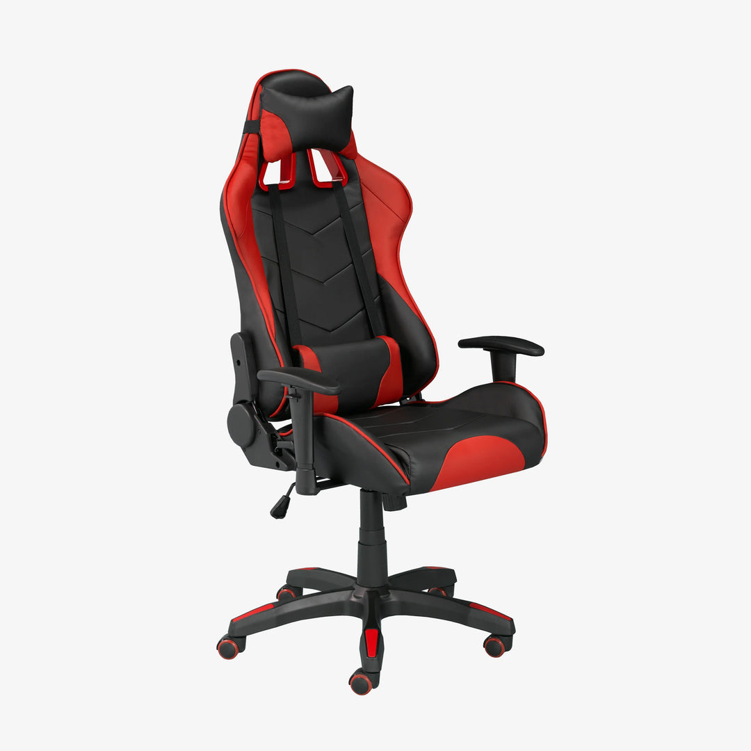 Maverick Ergonomic Gaming Chair In Faux Leather Upholstery - Black/ Red