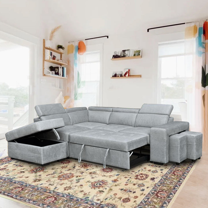 Lexia Captivating Grey 5-Piece Sofa Bed (L-Shaped)