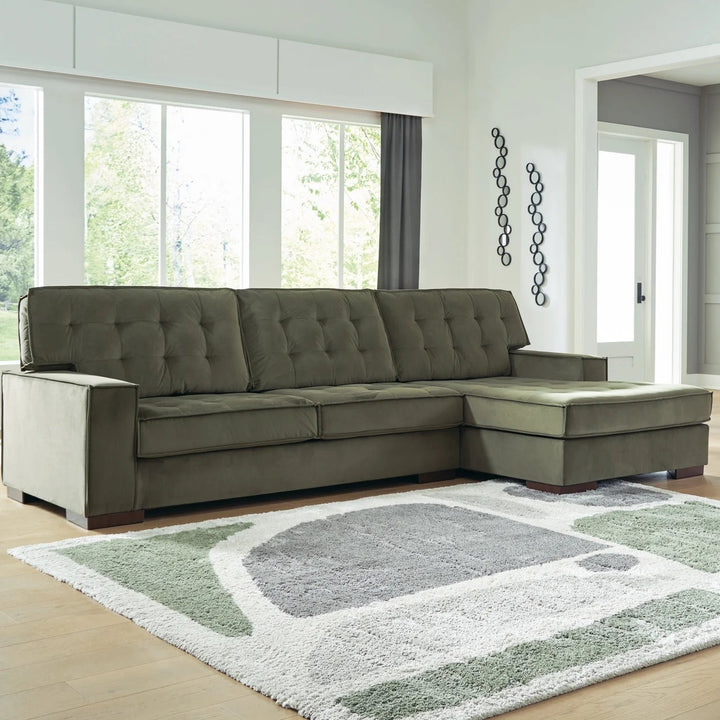 Caspian-Town 2-Piece Sectional Sofa In Fabric Upholstery - Olive | Signature Design By Ashley