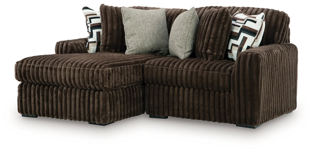Midnight-madness 2-Piece Fabric Sectional Sofa With Chaise - Chocolate | Signature Design By Ashley