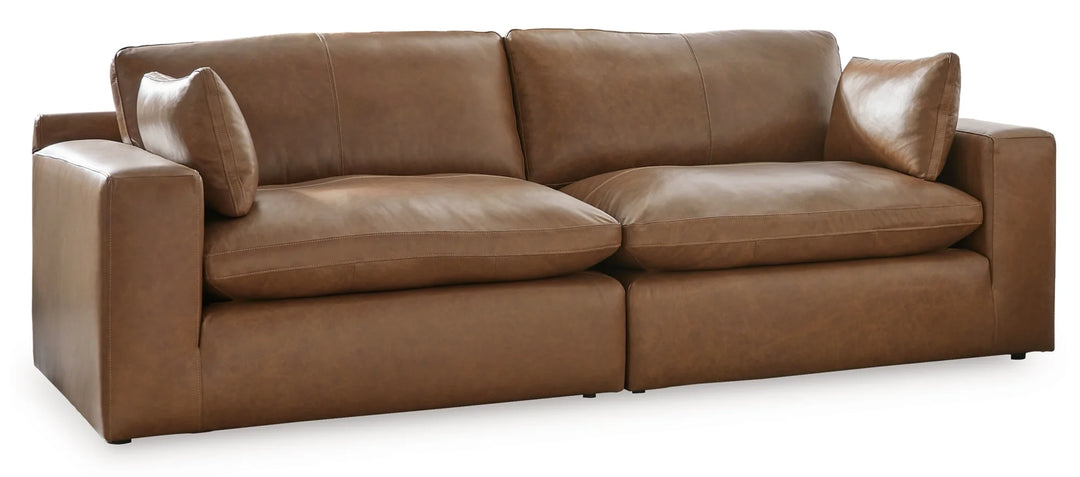 30901S1 Emilia 2-Piece Sectional Loveseat In Leather Upholstery - Caramel | Signature Design By Ashley