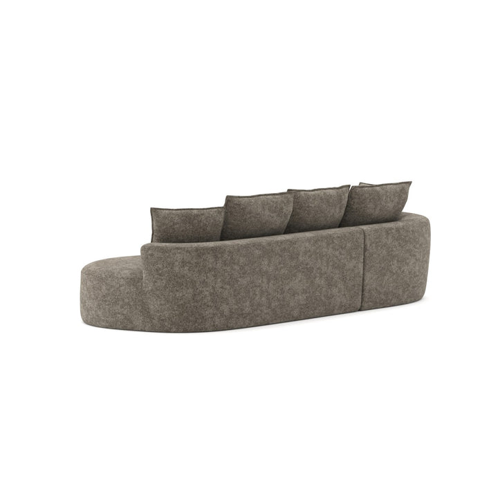 Miar Brown L-Shaped Sectional Sofa In Fabric Upholstery With Chaise