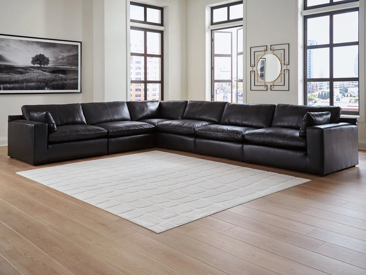 30902S5 Emilia 6-Piece Sectional Sofa In Leather Upholstery - Black | Signature Design By Ashley