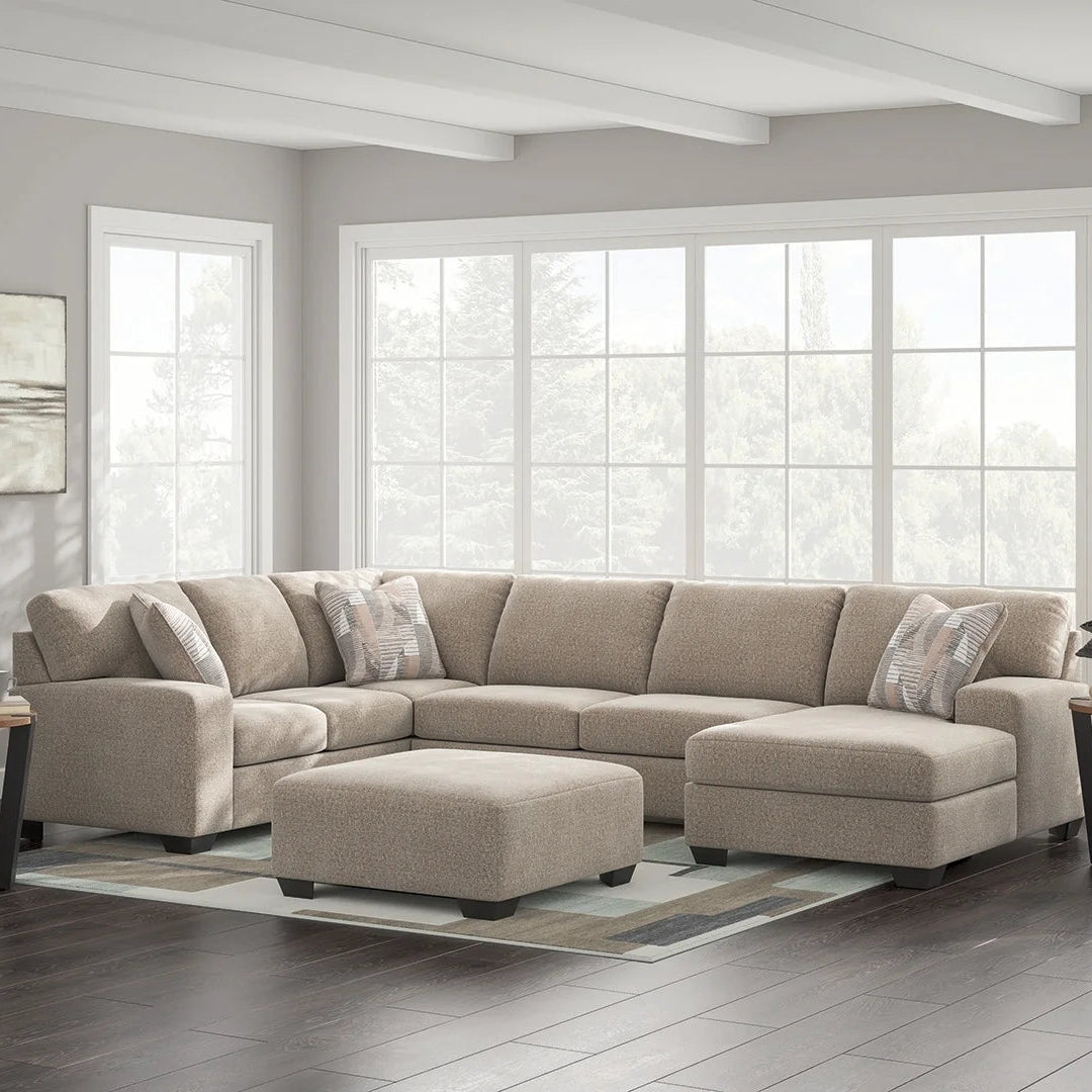 Newellen 3-Piece Sectional Sofa In Fabric Upholstery - Hemp | Signature Design By Ashley