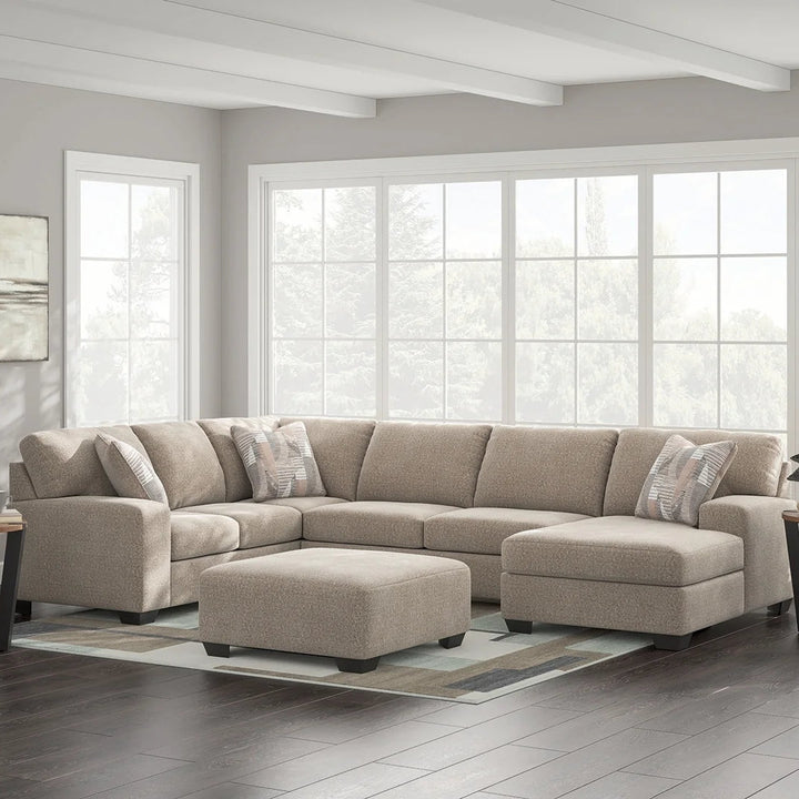 Newellen 3-Piece Sectional Sofa In Fabric Upholstery - Hemp | Signature Design By Ashley